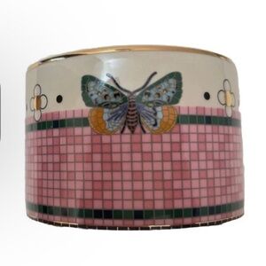 Anthropologie NIB Bistro Garden Tile Measuring Cups Set of 4 BUTTERFLY Pink Gilt